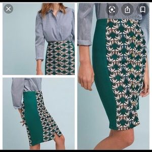 Anthropologie green button front pencil skirt